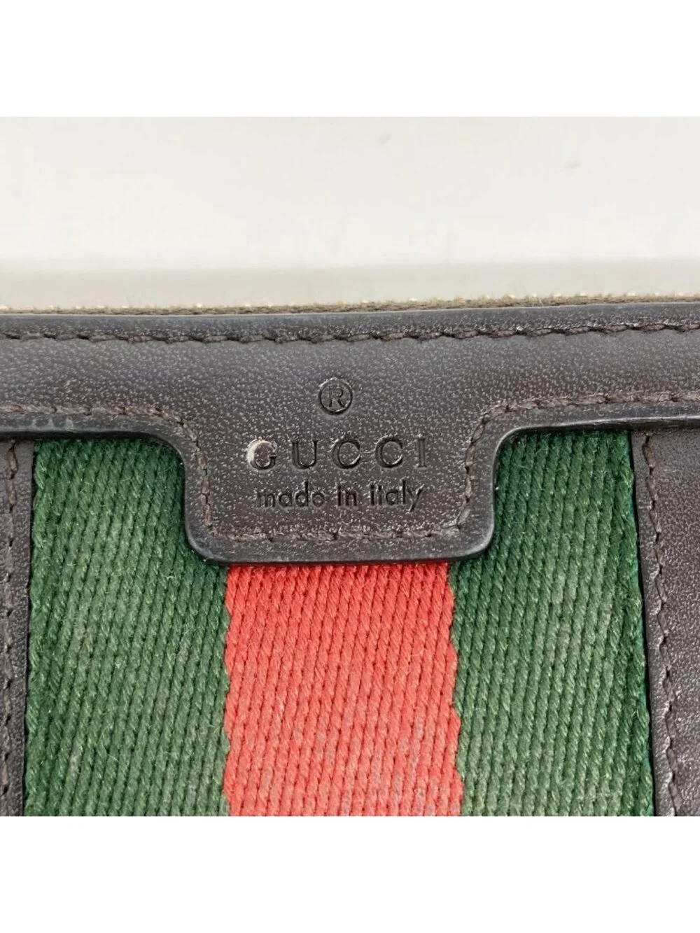 Gucci Wallet GG Canvas Sherry Line Brown Gold